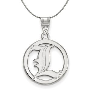Sterling Silver U. of Louisville Small Circle Necklace - 16 Inch
